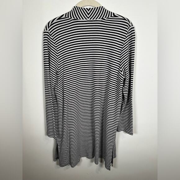 J. Jill Wearever striped open front cardigan Women MP Black white Classic Spring - Picture 7 of 10